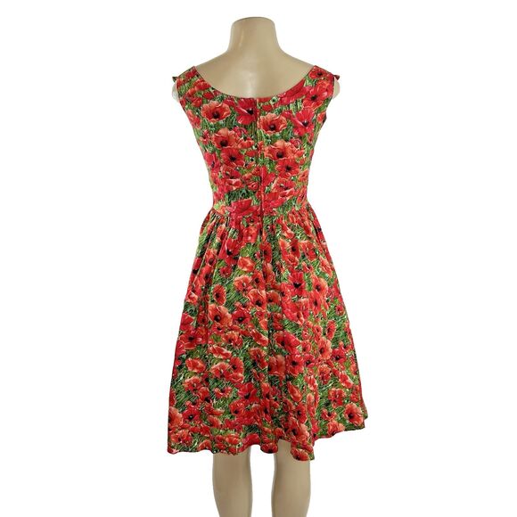 Bernie Dexter Swan Dress Size XS Poppy Floral Print A Line Rockabilly Pockets - Picture 9 of 11